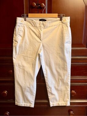 Talbots White Petite Chino Trousers with Hook Closure